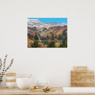 Affiche Paysage de vallée de montagne peinte Citation de J