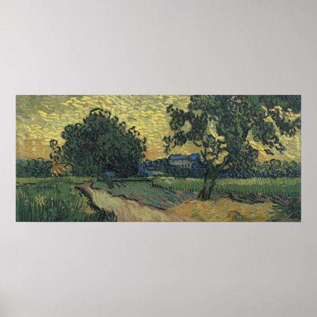 Affiche Paysage de Van Gogh au crépuscule (Devant)
