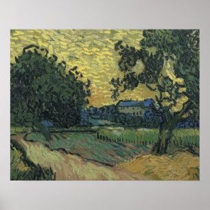 Affiche Paysage de Van Gogh au crépuscule