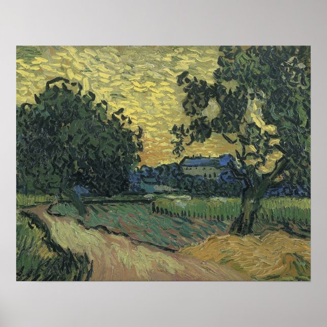 Affiche Paysage de Van Gogh au crépuscule (Devant)