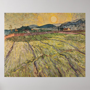 Affiche Paysage de Van Gogh avec champs de fleurs (1899)