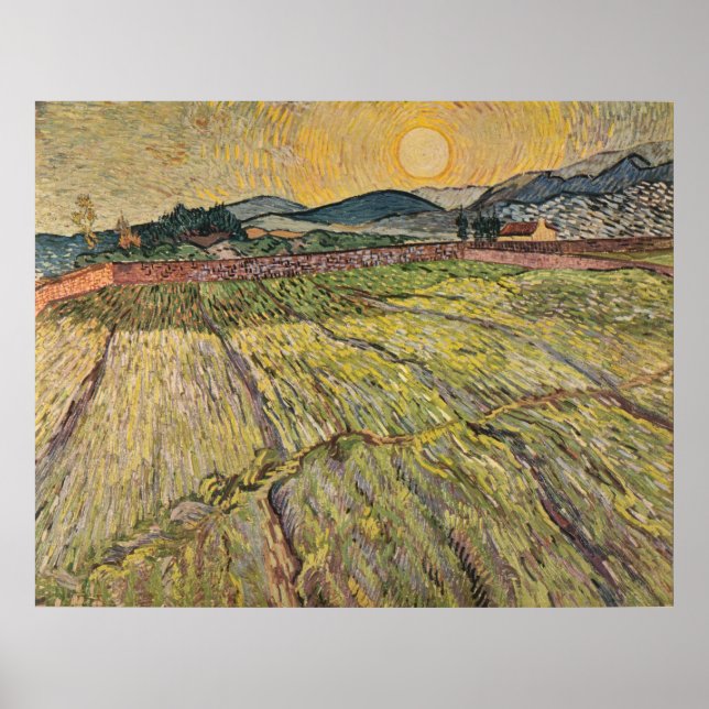 Affiche Paysage de Van Gogh avec champs de fleurs (1899) (Devant)