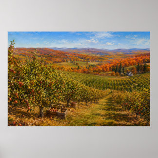 Affiche Paysage de verger de pommiers en automne