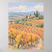Paysage de vignoble automnal avec cyprès