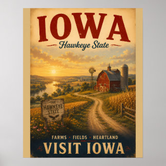 Affiche Paysage de voyage de la ferme du cœur de l'Iowa vi
