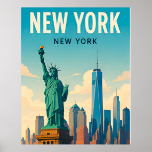 Affiche Paysage de voyage de la skyline de Manhattan à New