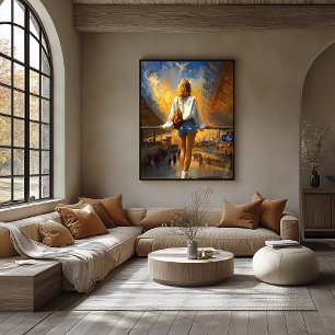 Affiche Paysage de voyage impressionniste – Départ doré