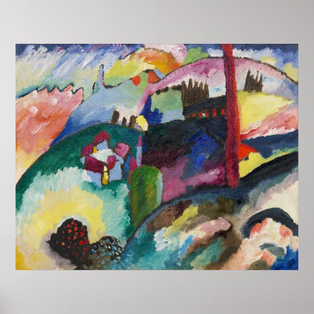 Affiche Paysage de Wassily Kandinsky avec cheminée d'usine (Devant)