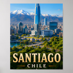 Affiche Paysage des Andes de Santiago et Élégance Chilienn