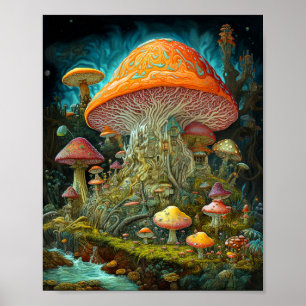 Affiche Paysage des champignons Art des Imaginaires surréa