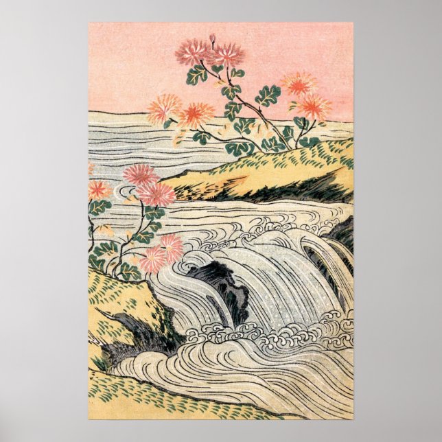 Affiche Paysage des chutes d'eau rose (Devant)