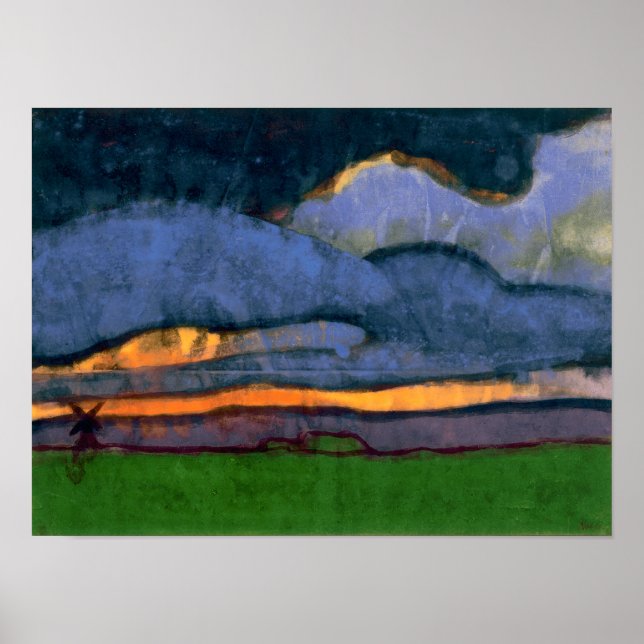 Affiche Paysage des marais avec moulin | Emil Nolde | (Devant)