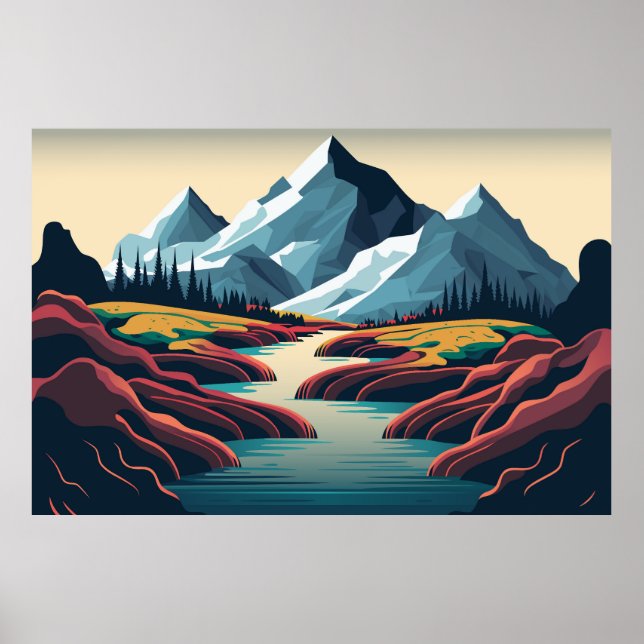 Affiche Paysage des montagnes (Devant)