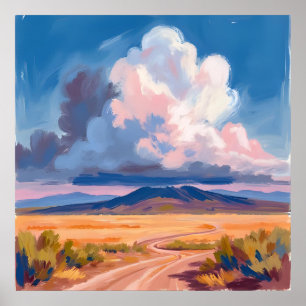 Affiche Paysage Désertique avec Mur d'Art Ciel Vibrant
