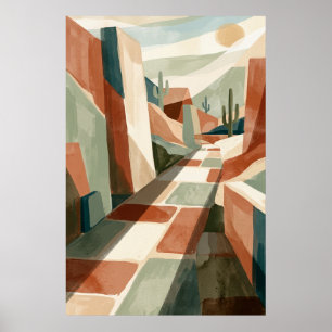 Affiche Paysage désertique bohème au coucher du soleil, ar