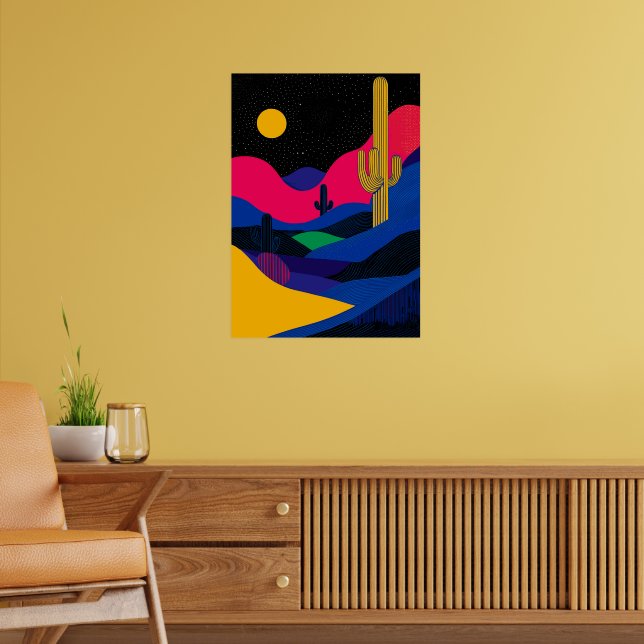 Affiche Paysage désertique vibrant la nuit (Salon 2)