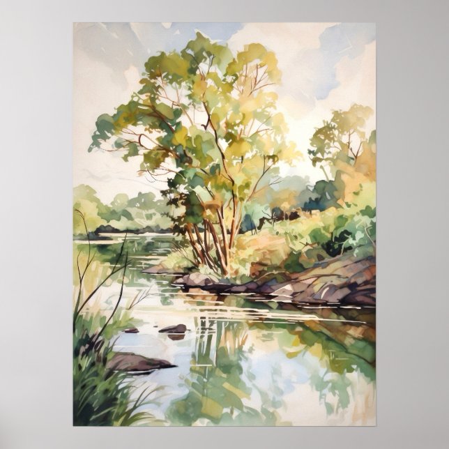 Affiche Paysage d'été aquarelle  (Devant)