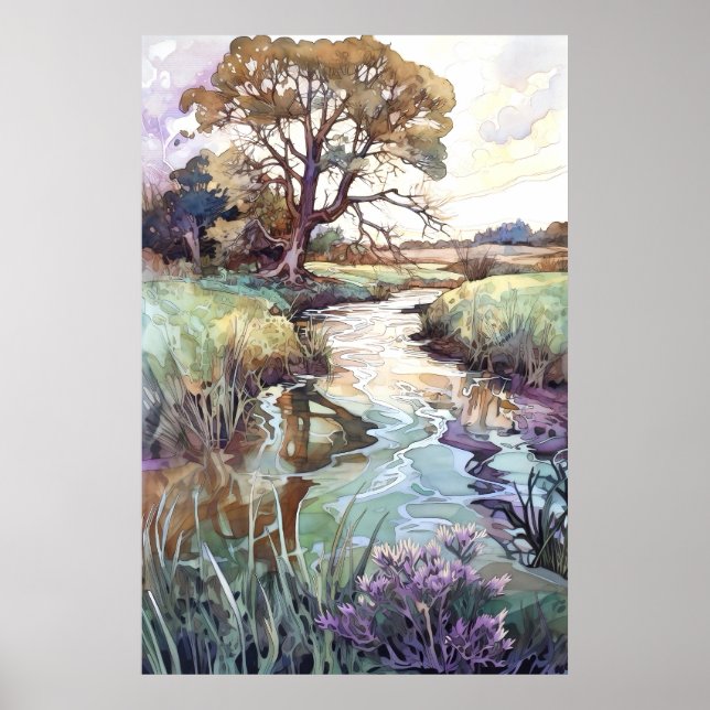 Affiche Paysage d'été aquarelle  (Devant)