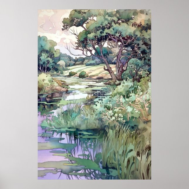 Affiche Paysage d'été aquarelle  (Devant)