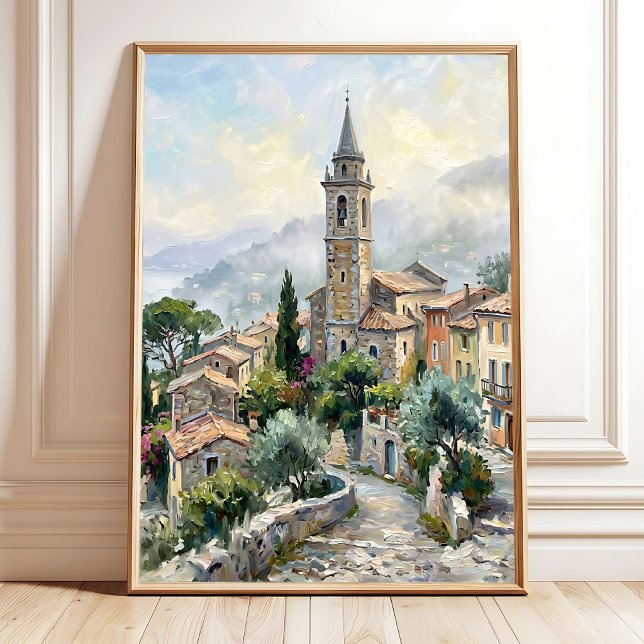 Affiche Paysage d'été impressionniste - Village dans la br (Créateur téléchargé)