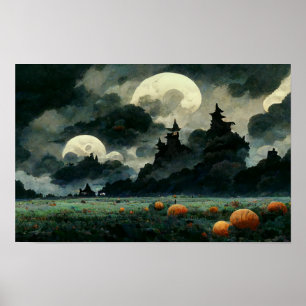 Affiche Paysage d'Halloween éffrayant
