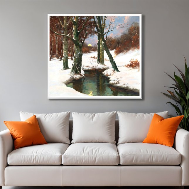 Affiche Paysage d'hiver avec lune montante (Créateur téléchargé)