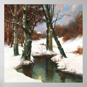 Affiche Paysage d'hiver avec lune montante, Beaux-arts
