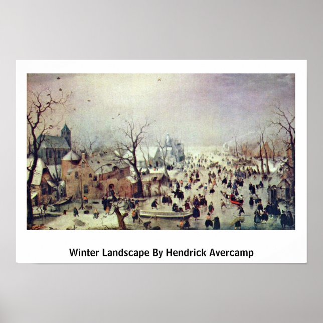 Affiche Paysage D'Hiver Par Hendrick Avercamp (Devant)
