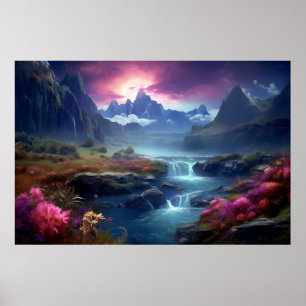 Affiche Paysage Dimension magique Fantastique Planète Art