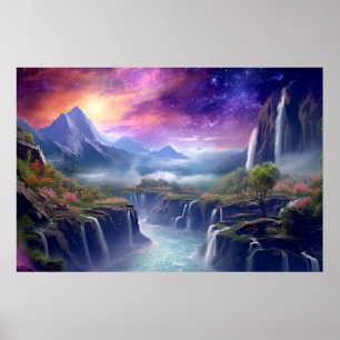 Affiche Paysage Dimension magique Fantastique Planète Art