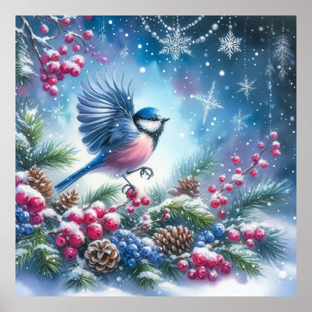 Affiche Paysage d'oiseaux et d'hiver 22 (Devant)