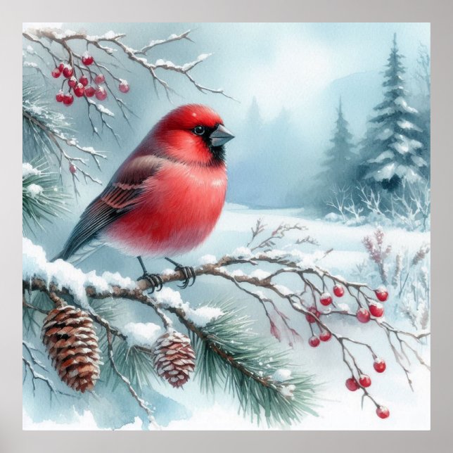 Affiche Paysage d'oiseaux et d'hiver 33 (Devant)