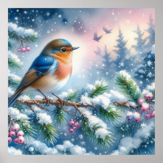 Affiche Paysage d'oiseaux et d'hiver 9