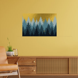 Affiche Paysage doré d'arbres forestiers