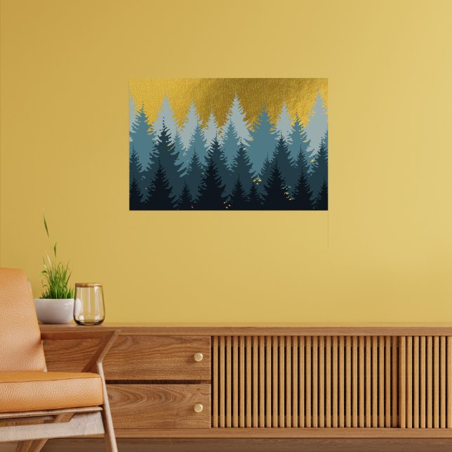 Affiche Paysage doré d'arbres forestiers  (Salon 2)