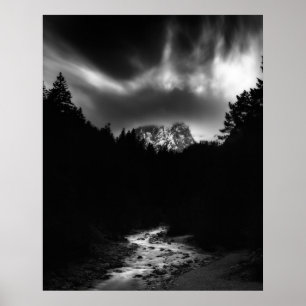 Affiche Paysage dramatique de montagnes et de rivière