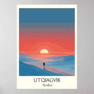 Affiche Paysage du coucher de soleil arctique Utqiagvik Al
