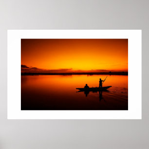Affiche Paysage du coucher de soleil avec un bateau-68465