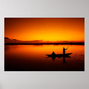 Affiche Paysage du coucher de soleil avec un bateau-68465