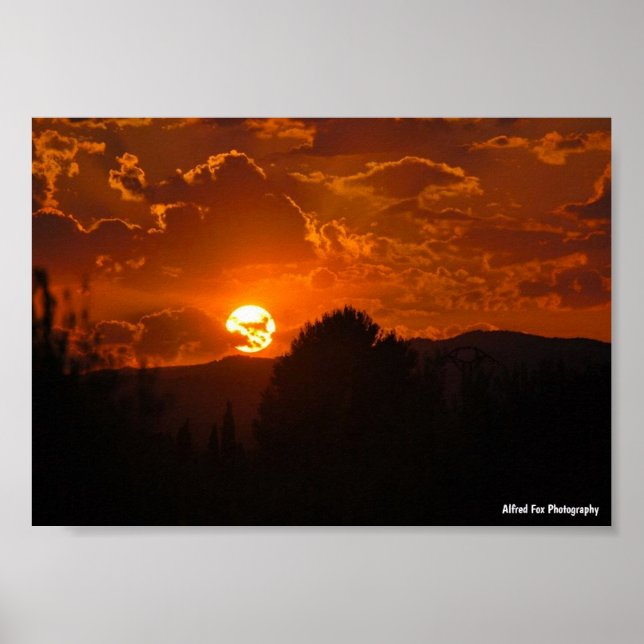 Affiche Paysage du coucher de soleil du soir (Devant)