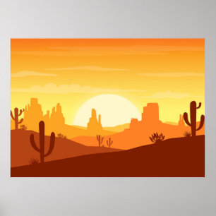 Affiche Paysage du désert de Cactus