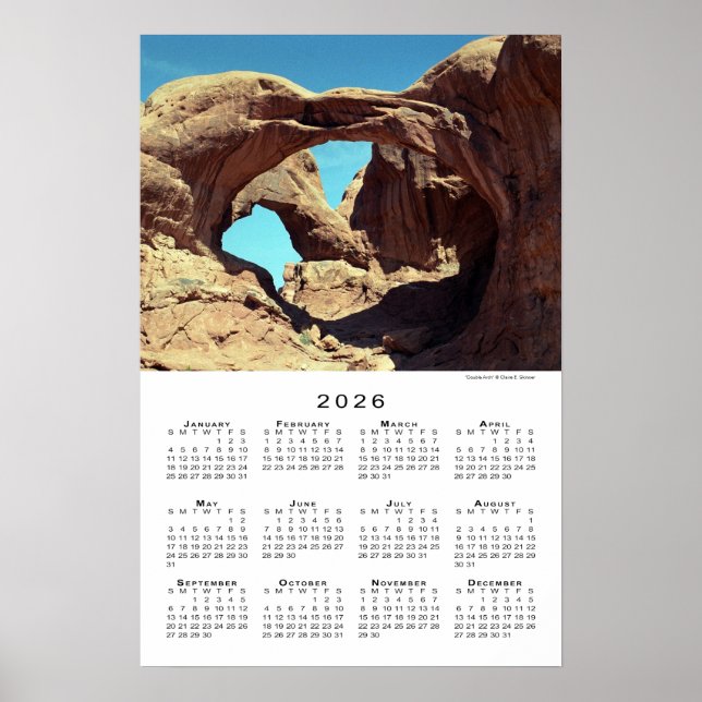 Affiche Paysage du désert de Double Arch Calendrier 2026 (Devant)