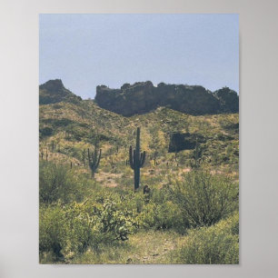 Affiche Paysage du désert de l'Arizona vintage Saguaro Cac