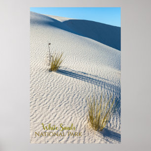 Affiche Paysage du désert de White Sands et plantes de yuc