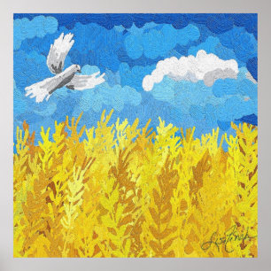 Affiche Paysage du drapeau ukrainien