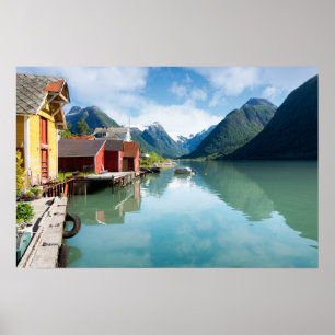 Affiche Paysage du fjord de Fjaerlandsfjord en Norvège