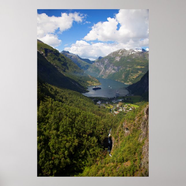 Affiche Paysage du fjord de Geiranger, Norvège (Devant)