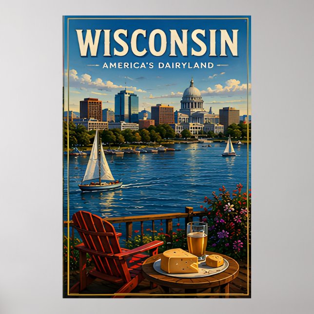 Affiche Paysage du front de lac du Wisconsin, beauté des G (Devant)