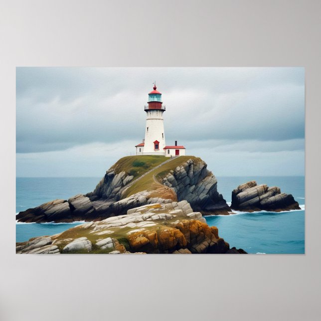 Affiche Paysage du phare Côte Océan Calme Paysage (Devant)