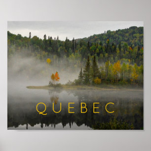 Affiche Paysage du Québec Automne Lac avec Brume Photo d'A